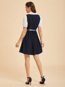 Oktoberfest Blue Mini Dirndl Dress with Lace-Up Bodice