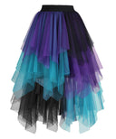 Women's Red and Black Gothic High-Low Tulle Skirt