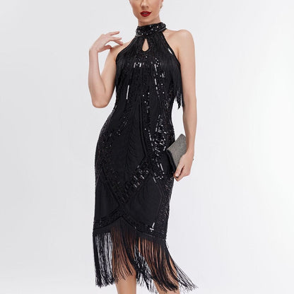 Art Deco Fringe Trim Flapper Dress