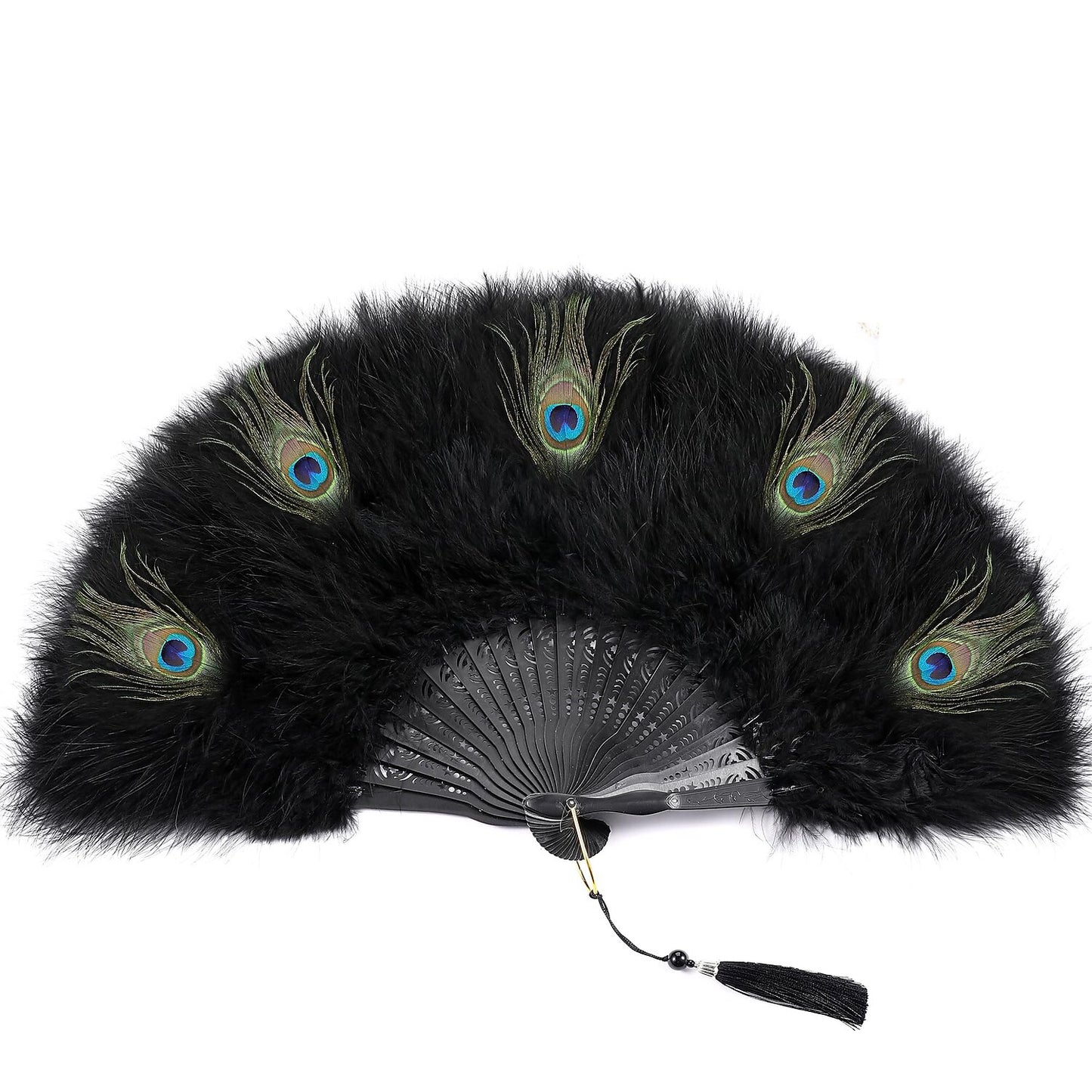 1920s Black Peacock Fan