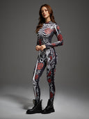 Women's Gothic Rose Skeleton Halloween Bodysuit Costume
