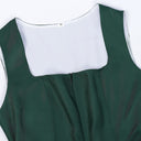 Oktoberfest Burgundy Green Blue Dirndl Dress with Apron and Blouse - Retrorobe