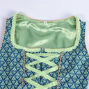 Oktoberfest Green Embroidered Dirndl Dress with Lace Apron - Retrorobe