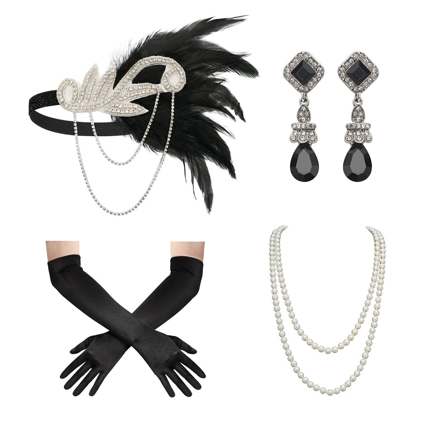 4Pcs 1920s Gatsby Accessory Set