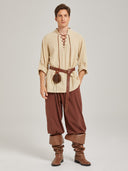 Men's Beige & Brown Pirate Costume Set