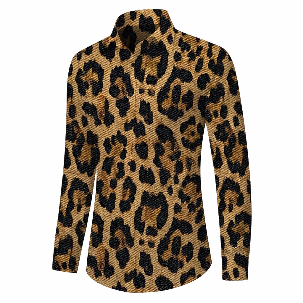 Retro 70S Leopard Long Sleeves Collar Shirt