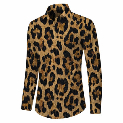 Retro 70S Leopard Long Sleeves Collar Shirt