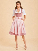 Premium Blush Pink Jacquard Oktoberfest Dirndl & White Puff Sleeve Blouse Set