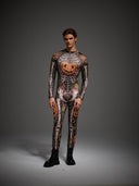 Leotard da uomo di Halloween con scheletro e zucca di Halloween