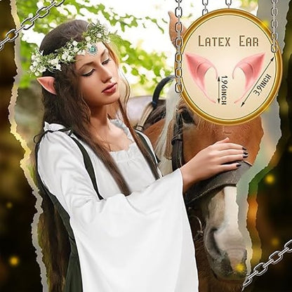 Medieval Fairy Dress Set with Headpiece Ear Accessories