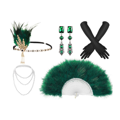 Roaring 20s Accessory Set with Feather Fan