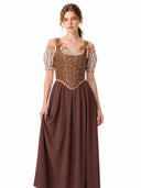 Brown Renaissance Tie-Shoulder Corset Vest