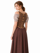 Brown Renaissance Tie-Shoulder Corset Vest