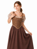 Brown Renaissance Tie-Shoulder Corset Vest