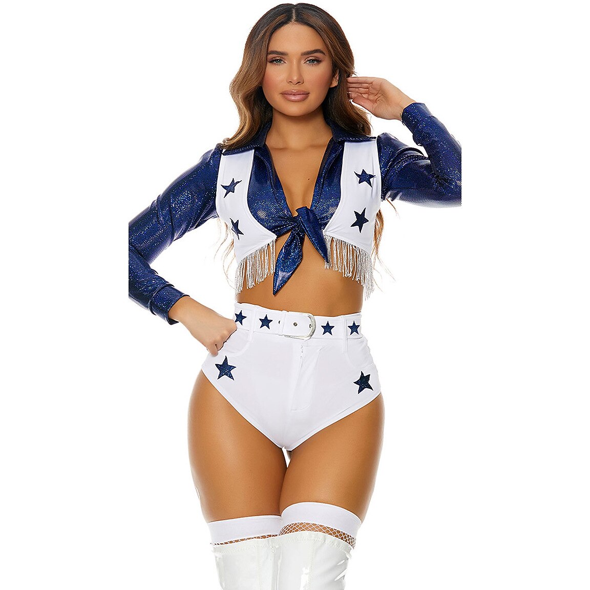 Blue Star Football Cheerleader Costume Set