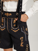 Men's Oktoberfest Lederhosen Costume with White Shirt, Hat & Knee Socks Set