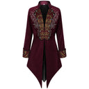 Ensemble de costume victorien pour homme 5 pièces bordeaux à bordures florales