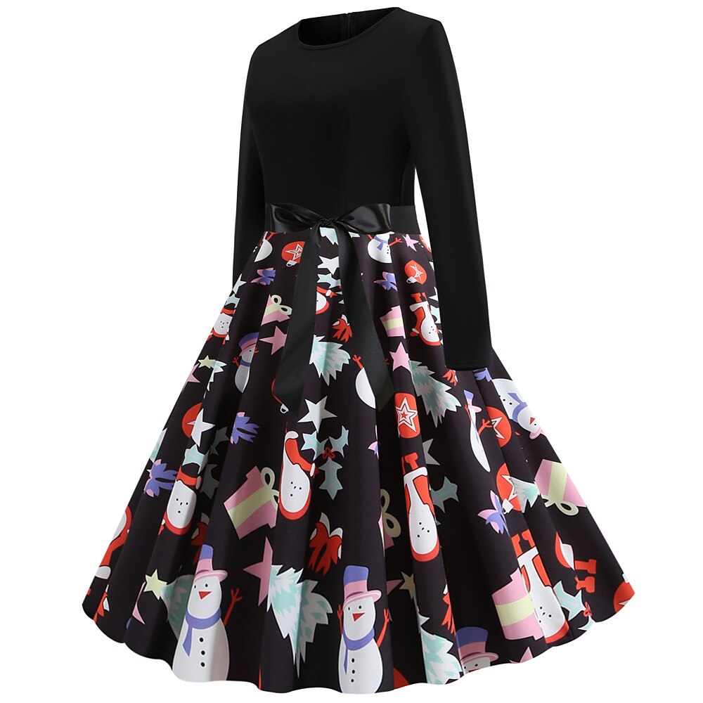 Christmas Print Fit & Flare A-Line Dress