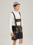 Men's Oktoberfest Lederhosen Costume with White Shirt, Hat & Knee Socks Set