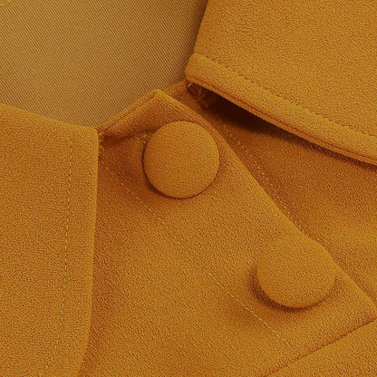 Women's 1950s Solid Color Peter Pan Collar Long Sleeve Flare Dress