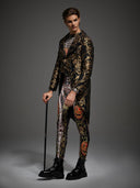 Men's Pumpkin Skeleton Tailcoat 2-Piece Halloween Costume Set