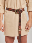 Men's Beige Lace-Up Medieval Tunic Costume Set