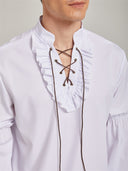 Men's White Medieval Lace-Up Shirt for Pirate & Viking Costumes