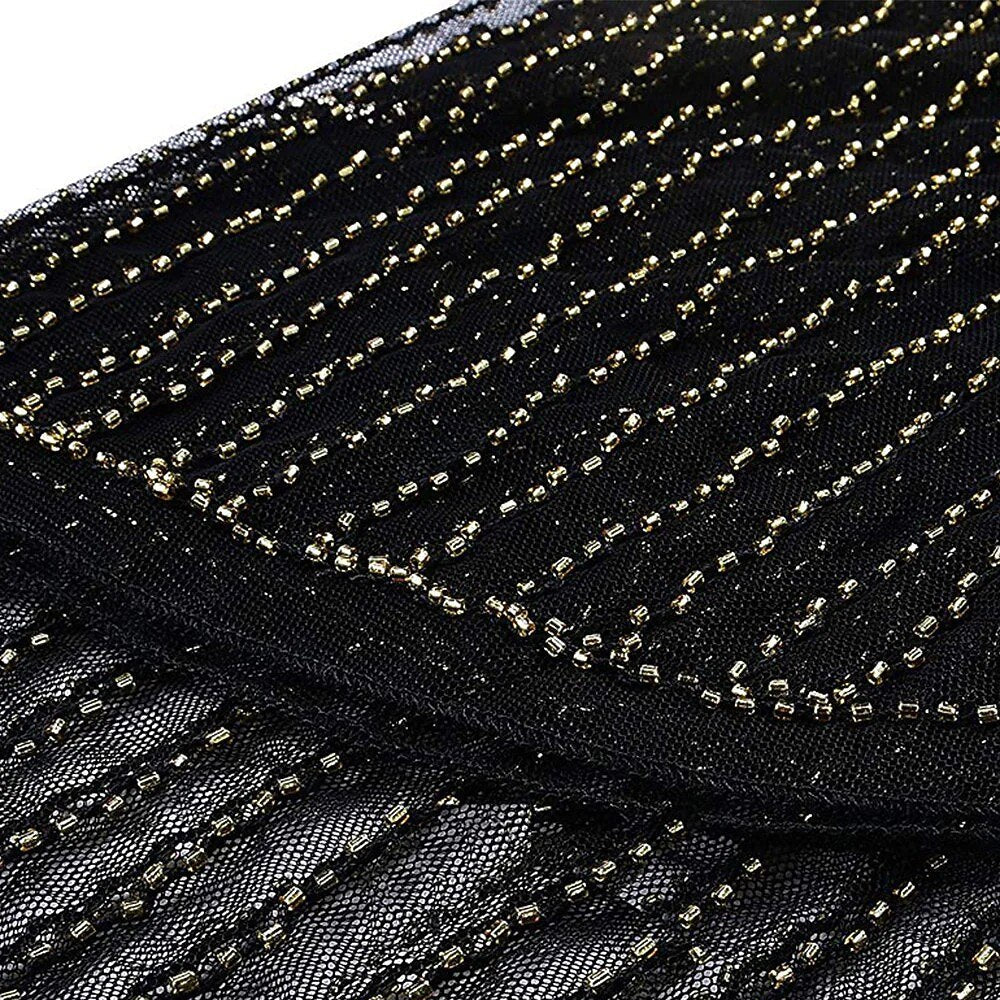 Art Deco V-Neck Flapper Dress with Accessories Set