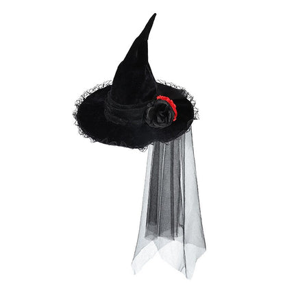 Gothic Witch Hat with Flower Net