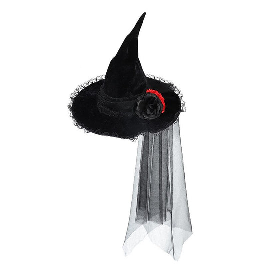 Gothic Witch Hat with Flower Net