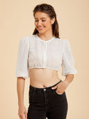 White Lace Puff Sleeve Dirndl Blouse for Oktoberfest