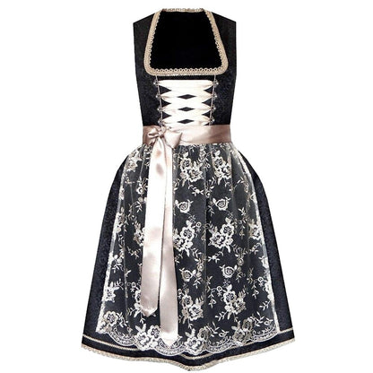 Oktoberfest Black Dirndl with Lace Apron