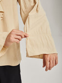 Men's Beige Ruffle Pirate Shirt & Black Pants Costume Set