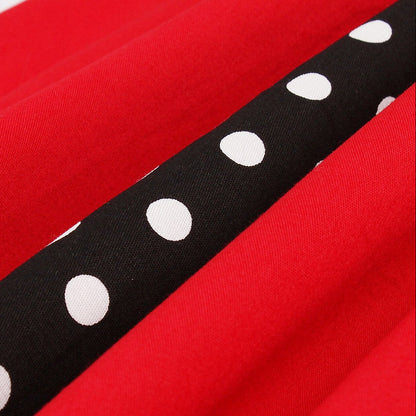 Women's 1950s Polka Dot Patchwork Lapel Collar Sleeveless A-Line Rockabilly Dress