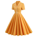 Vintage Collar Charm Midi Dress