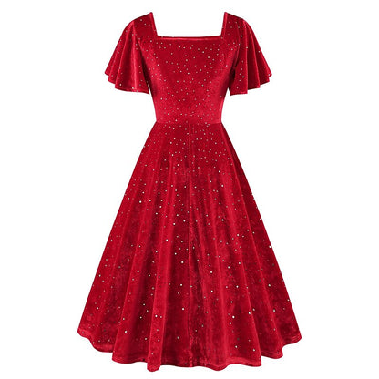 Red Sparkling Xmas A-Line Dress