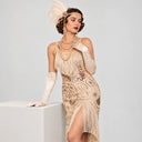 Women's Champagne 1920s Asymmetric Fringe 6-Piece Set