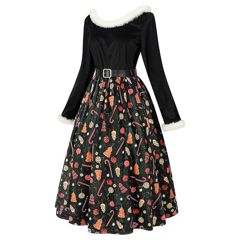 Christmas Vintage A-Line Print Dress