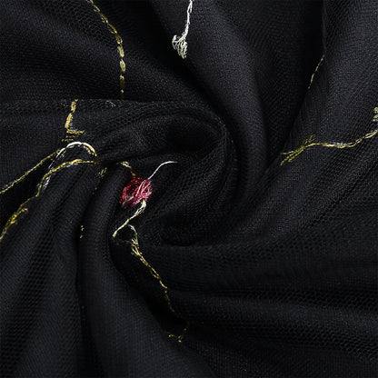 Embroidered Tie Strap Midi Dress