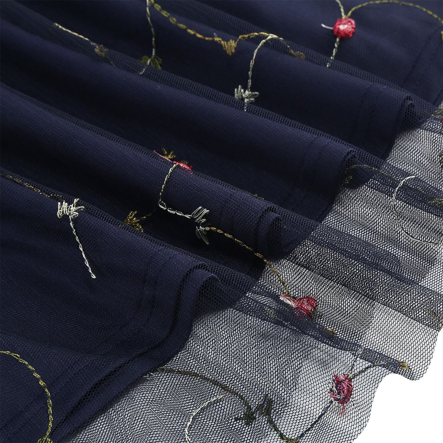 Embroidered Tie Strap Midi Dress