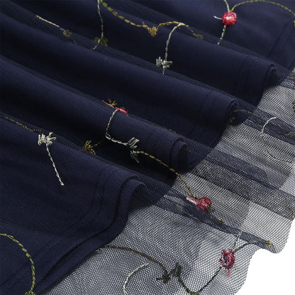 Embroidered Tie Strap Midi Dress