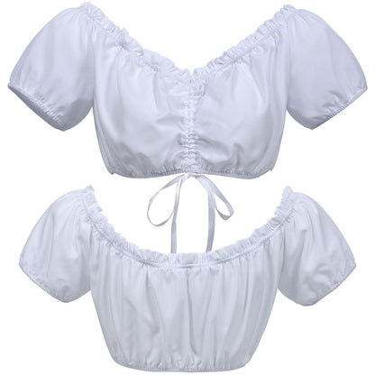 Costume d'Oktoberfest : robe rose Dirndl avec tablier et chemisier en dentelle 