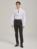 Men's White Victorian Ruffle Shirt & Black Pants Costume Set