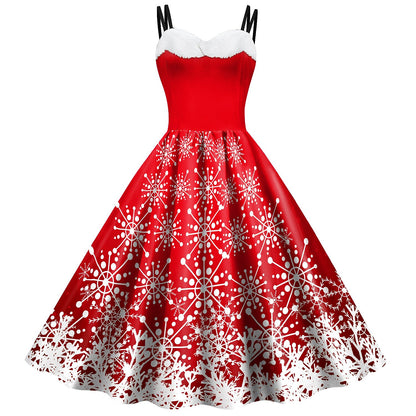 Christmas Vintage Snowflake Santa Pin-up Dress