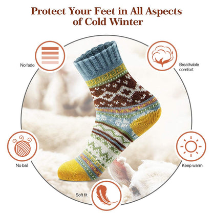 5PCS Christmas Cozy Nordic Cabin Socks