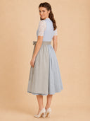 Women’s Oktoberfest Ice blue Midi Dirndl Dress with Taupe Apron