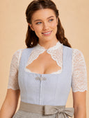 Women’s Oktoberfest Ice blue Midi Dirndl Dress with Taupe Apron