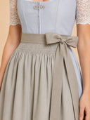Women’s Oktoberfest Ice blue Midi Dirndl Dress with Taupe Apron