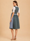 Damen zweifarbiges Dirndlkleid mit Knopfleiste und Schürze