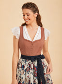 Vestito Dirndl floreale da donna con scollo a cuore e grembiule a pois